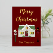 Merry Kerstmis Thuis Folie Feestdagenkaart (Staand Voorkant)