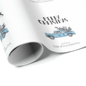 Merry Kerstmis  Truck and Tree Monogram Cadeaupapier (Rol Hoek)