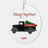Merry Kerstmis Truck Ceramic Ornament (Links)