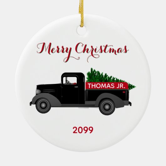 Merry Kerstmis Truck Ceramic Ornament (Achterkant)