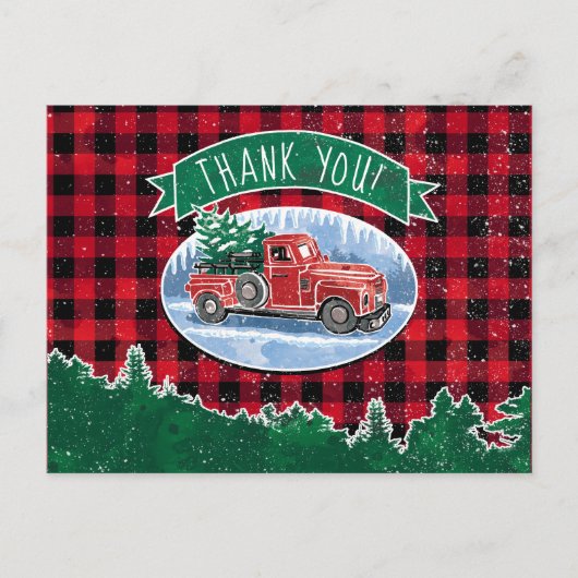 Merry Kerstmis  Truck Dank u Briefkaart (Voorkant)