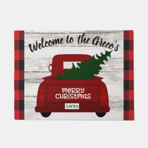 Merry Kerstmis Truck voegt naam Deurmat toe