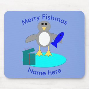 Merry Kerstmis Vissen Penguin Mousepad Muismat