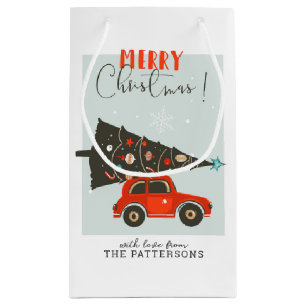 Merry Kerstmis Whimsical Car Tree (aangepast) Klein Cadeauzakje