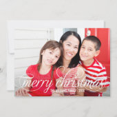 Merry Kerstmis White Script Photo Overlay Feestdagenkaart (Voorkant)