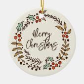 Merry Kerstmis Wreatfoto Keramisch Ornament (Voorkant)