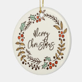 Merry Kerstmis Wreatfoto Keramisch Ornament (Links)