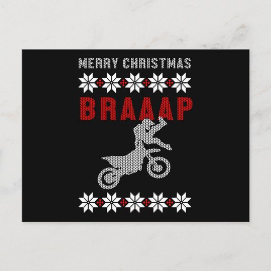 Merry Kerstmotor Motocross Ugly Christma Briefkaart (Voorkant)