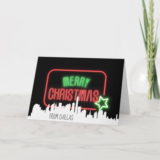Merry Kerstneon Sign Snowflakes Kaart (Voorkant)