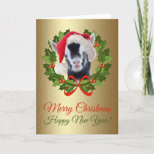 Merry KerstNewborn Nigerian Goat Kind schilder Feestdagen Kaart