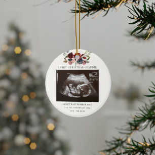 Merry Kerstoma Floral Ultrasound Foto Keramisch Ornament