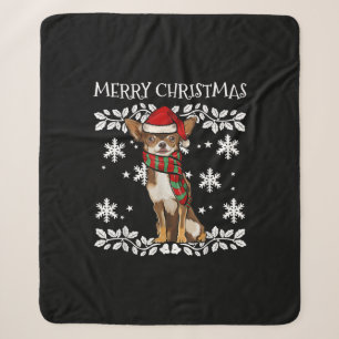 Merry Kerstornament Brown Chihuahua Xmas Sherpa Deken