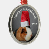 Merry-kerstpap-varken in een Santa Hat Metalen Ornament (Rechts)