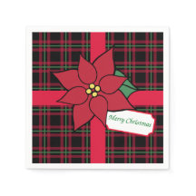 Merry Kerstparty Poinsettia Paper Napkins