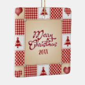 Merry kerstpatchwork-Ornament Keramisch Ornament (Rechts)