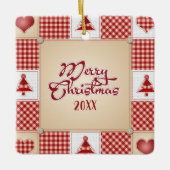 Merry kerstpatchwork-Ornament Keramisch Ornament (Voorkant)