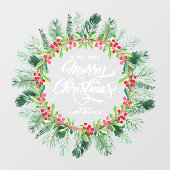 Merry Kerstpine Berries Wreath Raamsticker (Vel)