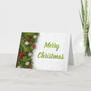 Merry kerstpine Branches met Ornamenten Kaart