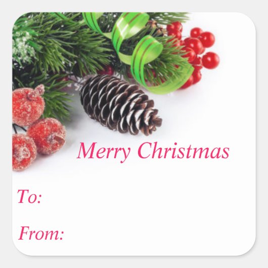 Merry Kerstpine Cone Stickers (Voorkant)