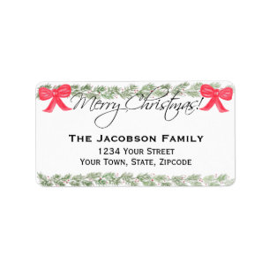Merry Kerstpine Garland Return Address Etiket