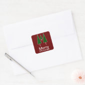 Merry kerstpine Trees Abstract groen rood Vierkante Sticker (Envelop)