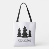 Merry Kerstpine Trees Scandi Black White Draagtas (Achterkant)