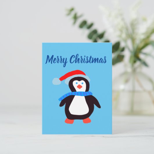 Merry Kerstpinguin Briefkaart (Staand voorkant)