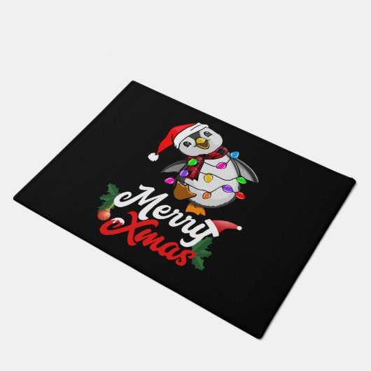 Merry Kerstpinguin Deurmat (Schuin)