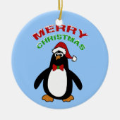 Merry Kerstpinguin Keramisch Ornament (Voorkant)