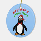 Merry Kerstpinguin Keramisch Ornament (Links)