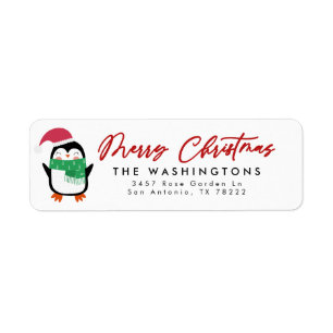 Merry Kerstpinguin Return Address Label