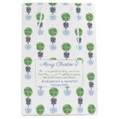 Merry Kerstpreppy Boxwood Topiary Blue Medium Cadeauzakje (Voorkant)