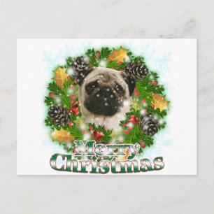 Merry Kerstpug Feestdagenkaart