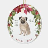 Merry Kerstpug | Voeg de foto van uw hond toe Keramisch Ornament (Links)