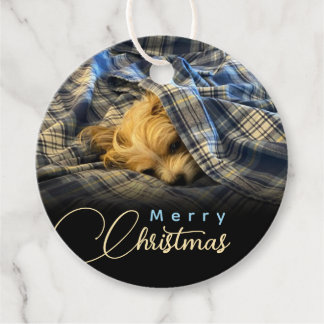 Merry kerstpuppy Photo Pset Blanket Bedankjes Labels
