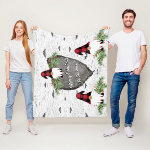 Merry KerstRed Buffalo Pset Gnomes Sherpa Bl Fleece Deken