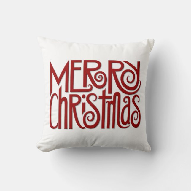 Merry Kerstred Cushion Kussen (Voorkant)