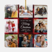 Merry Kerstred Plays Multiple Photo Collage Keramisch Ornament (Achterkant)