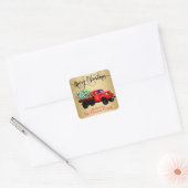 Merry KerstRed Truck Vierkante Sticker (Envelop)