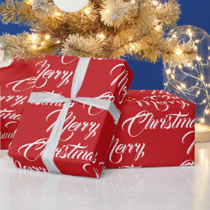 Merry Kerstred wit aangepast script elegant Cadeaupapier