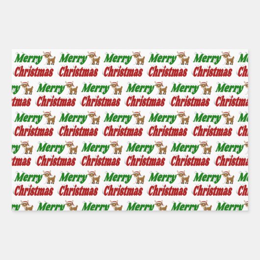 Merry Kerstreindeertypografie Inpakpapier Vel (Voorkant)