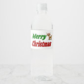 Merry Kerstreindeertypografie Waterfles Etiket (Voorkant)