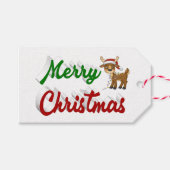 Merry KerstrenDER rood script Cadeaulabel (Voorkant (Horizontaal))