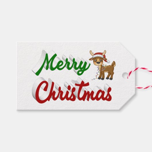 Merry KerstrenDER rood script Cadeaulabel (Voorkant (Horizontaal))