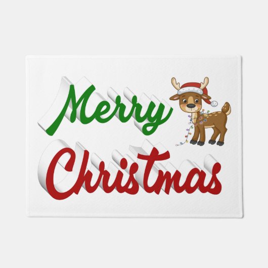 Merry KerstrenDER rood script Deurmat (Voorkant)