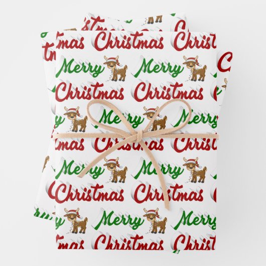 Merry KerstrenDER rood script Inpakpapier Vel (In situ)