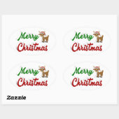 Merry KerstrenDER rood script Ovale Sticker (Vel)