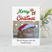 Merry-kerstrendierfotoscript Feestdagenkaart (Staand voorkant)