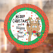 Merry-kerstrenrendiertje zegt ronde-window-koeling raamsticker (Vel 2)