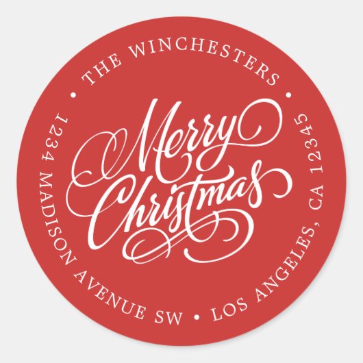 Merry kerstretournering ronde sticker (Voorkant)